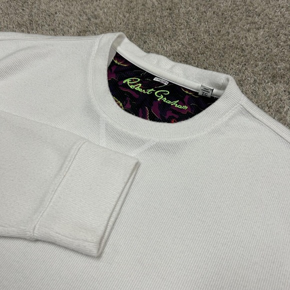 Robert Graham Other - Robert Graham Sweatshirt Mens XL White Thermal Knit Skull Golf Pullover Logo